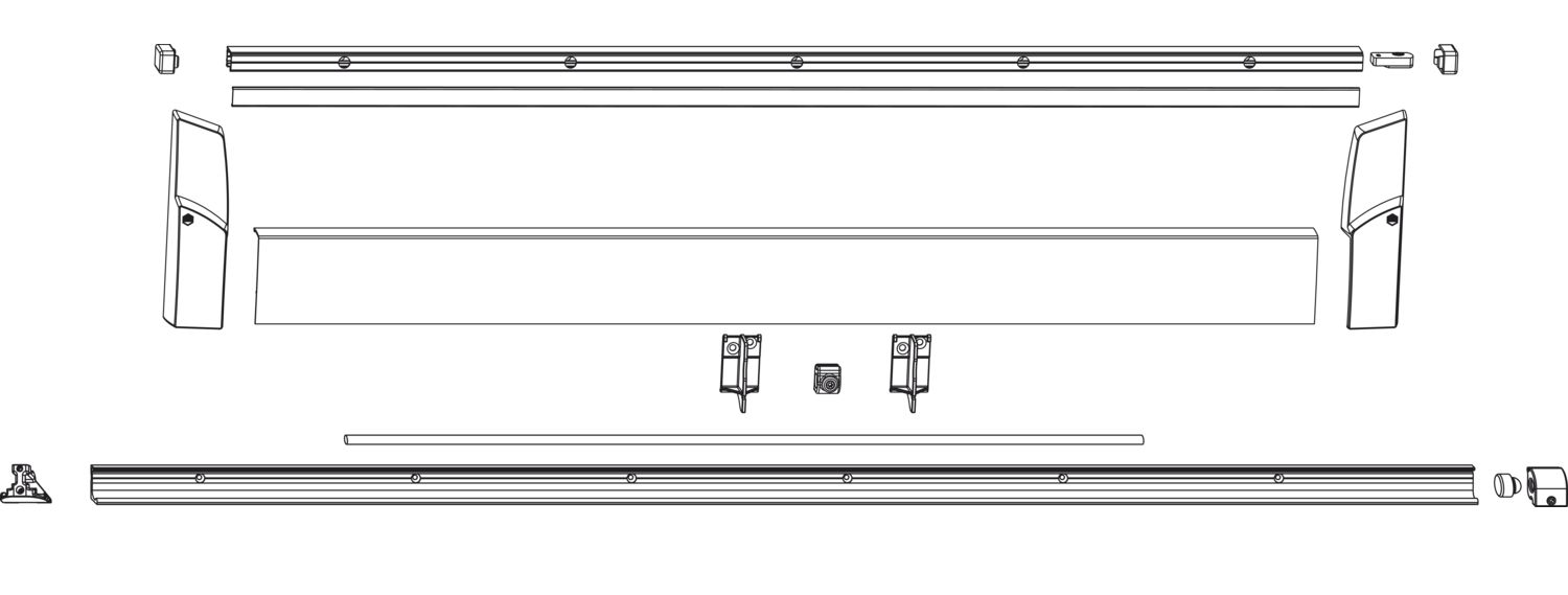 MAICO -  Profilo RAIL-SYSTEMS di copertura per scorrevole parallelo complanare - gr / dim. 2630 - lbb/hbb 1051-1250