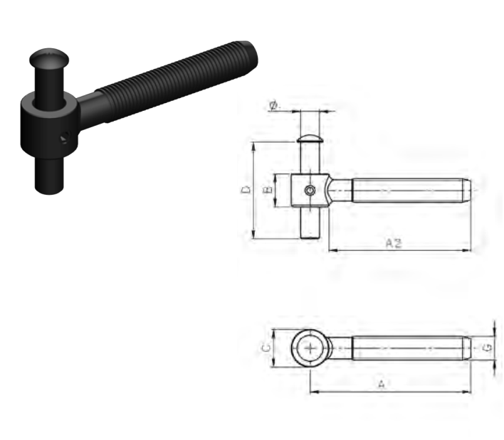 MAICO -  Cardine RUSTICO ad avvitare padovana per monoblocco - col. NERO OPACO - diametro 8 - a mm 36