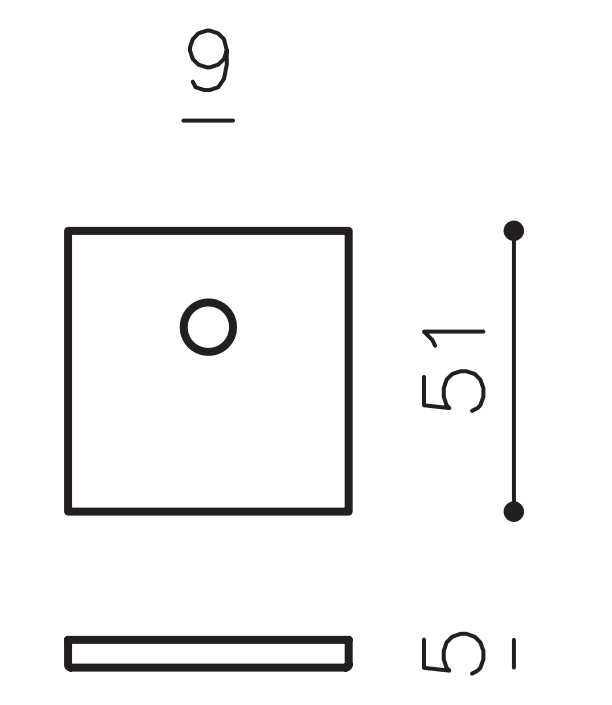 OLIVARI -  Bocchetta ACCESSORI - BOCCHETTE quadra foro codolo - mat. OTTONE - col. CROMO SATINATO - dimensioni 51 X 51 X 5