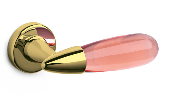 OLIVARI -  Maniglia AURORA coppia con rosette e bocchette tonde foro patent - mat. OTTONE