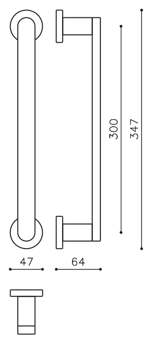 OLIVARI -  Maniglione LINK diritto con rosette - mat. OTTONE - col. NERO OPACO - interasse 300 - lunghezza 347