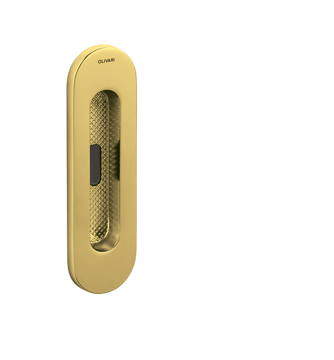 OLIVARI -  Maniglia Da Incasso VICO ovale singola con foro patent - mat. OTTONE - col. SUPERORO LUCIDO