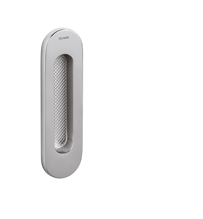 OLIVARI -  Maniglia Da Incasso VICO ovale singola cieca - mat. OTTONE - col. SUPERINOX SATINATO