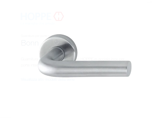 HOPPE -  Maniglia BONN senza rosette e bocchette solo impugnatura a bilancino - coppia - mat. INOX - col. F69 SATINATO