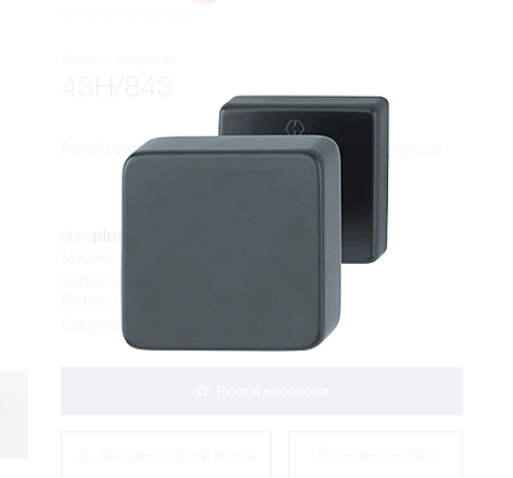 HOPPE -  Pomolo quadro fisso - mat. INOX - col. F9714M NERO OPACO - dimensioni 60 X 60