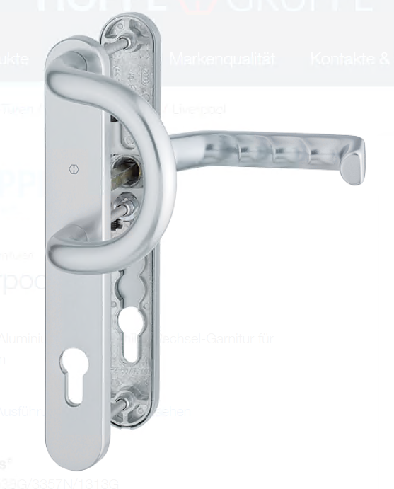 HOPPE -  Maniglia LIVERPOOL coppia con placca stretta foro yale - mat. ALLUMINIO - col. F1 ARGENTO
