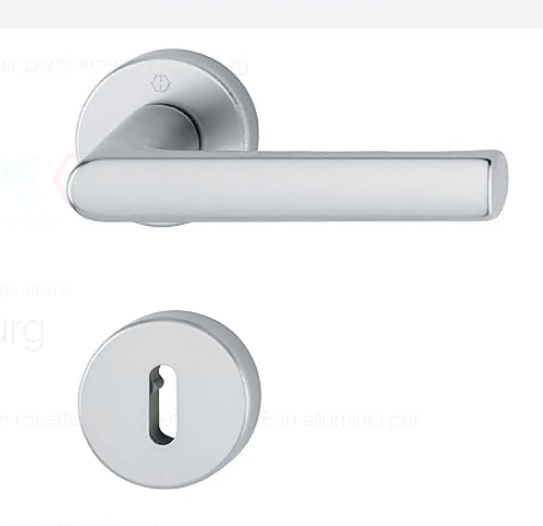 HOPPE -  Maniglia HAMBURG coppia con rosette e bocchette tonde foro patent - col. F1 ARGENTO