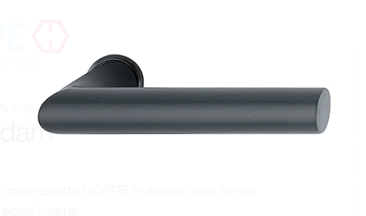 HOPPE -  Maniglia AMSTERDAM coppia con rosette e bocchette tonde senza bocchetta - mat. INOX - col. F9714M NERO OPACO