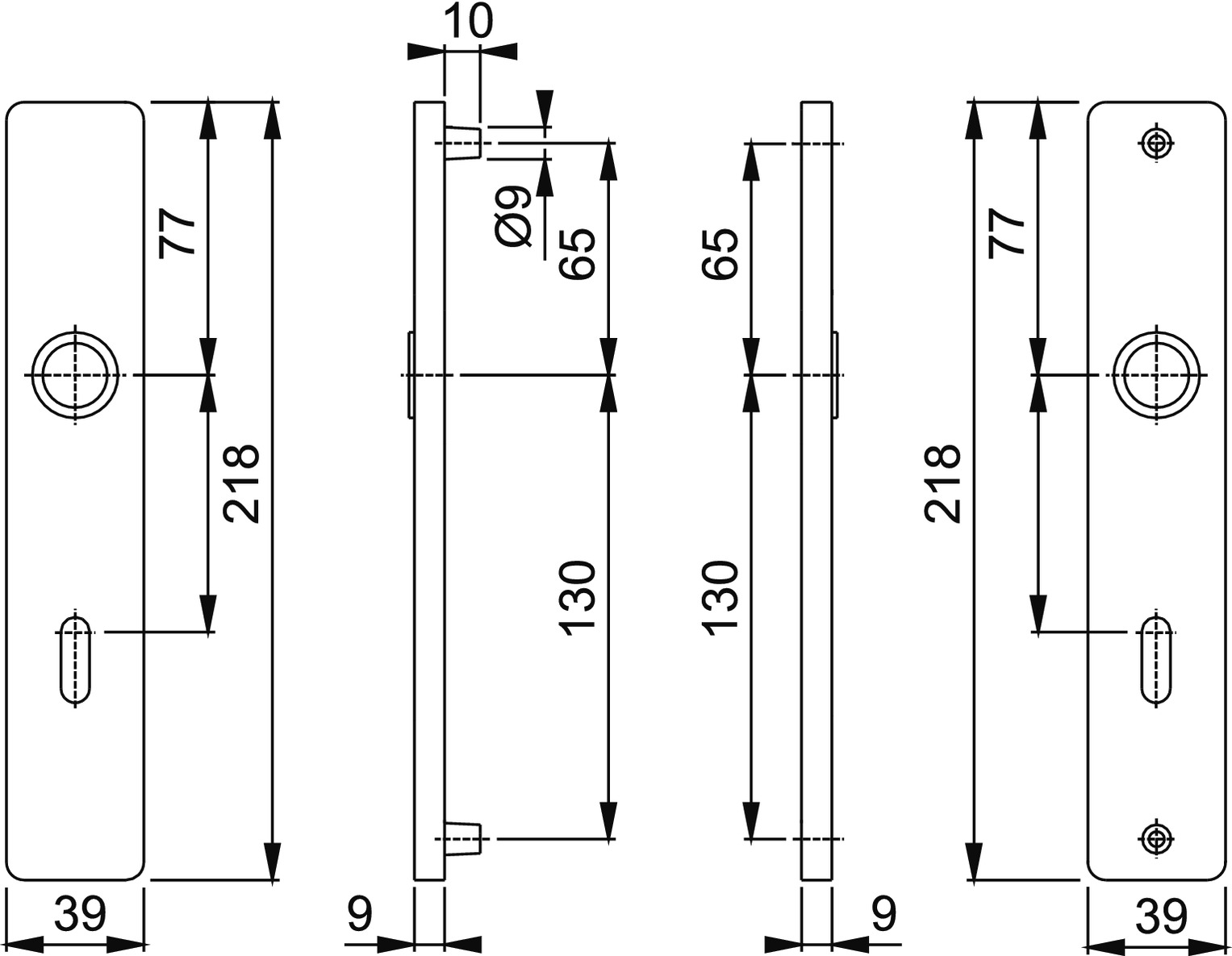 HOPPE -  Placca HOPPE PLACCHE (coppia) foro patent - col. F4 BRONZO - note INT. 90 - COPPIA - dimensioni 39 X 218