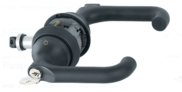 HOPPE -  Maniglia PARIS HCS porta complanare hcs® con chiusure 15/15 - col. F9005 NERO INTENSO