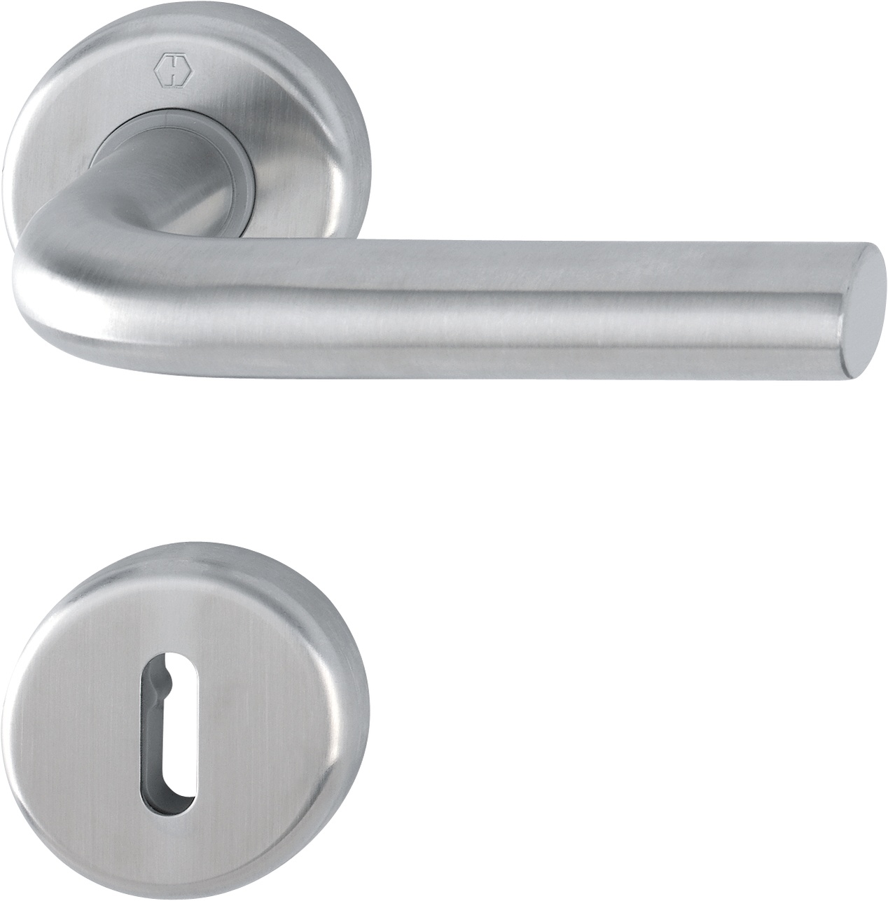 HOPPE -  Maniglia ESSEN coppia con rosette e bocchette tonde foro patent - mat. INOX - col. F69 SATINATO