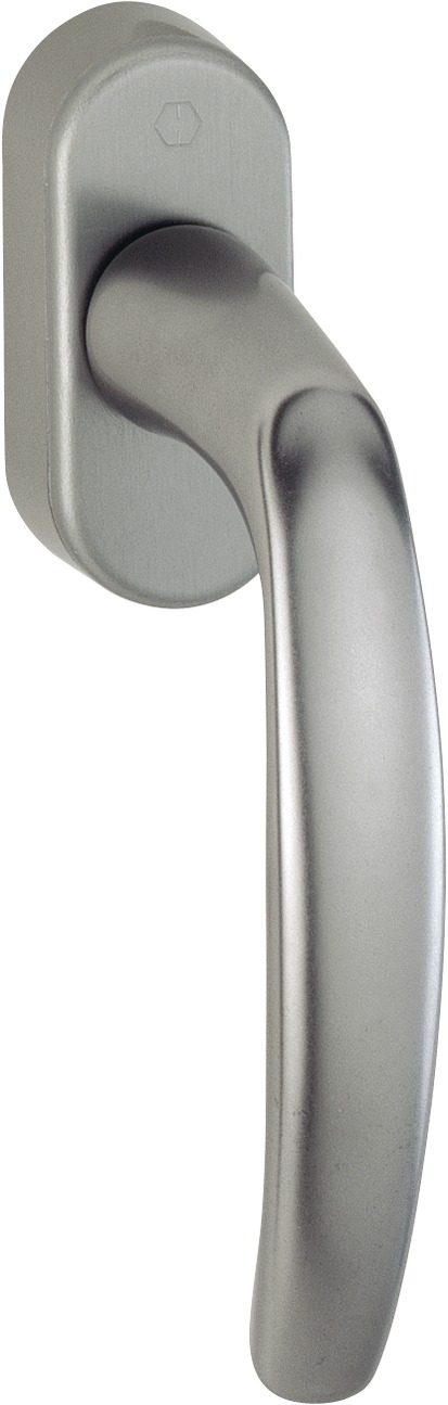 HOPPE -  Martellina ATLANTA dk - mat. ALLUMINIO - col. F9 TITANIO - sporg. quadro 32 - 42 - scatti 90°