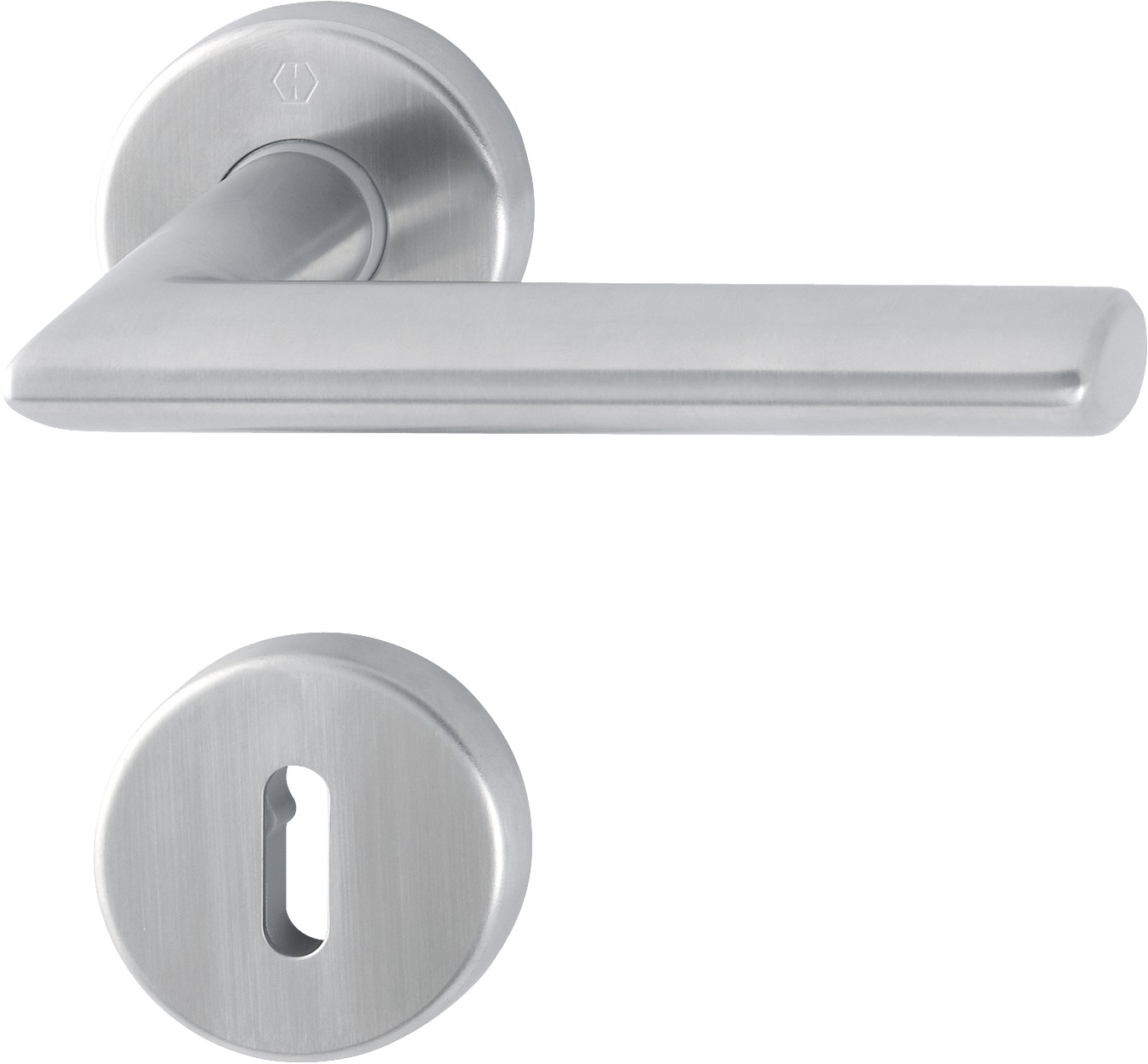 HOPPE -  Maniglia STOCKHOLM coppia con rosette e bocchette tonde foro patent - mat. INOX - col. F69 SATINATO