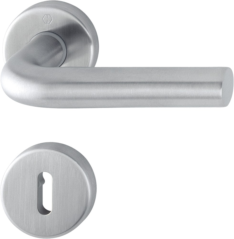 HOPPE -  Maniglia BONN coppia con rosette e bocchette tonde foro patent - mat. INOX - col. F69 SATINATO