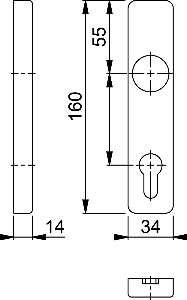 HOPPE -  Placca HOPPE PLACCHE coprimovimento per alzante scorrevole foro yale - mat. OTTONE - col. F41-R CROMO SATINATO RESISTA®