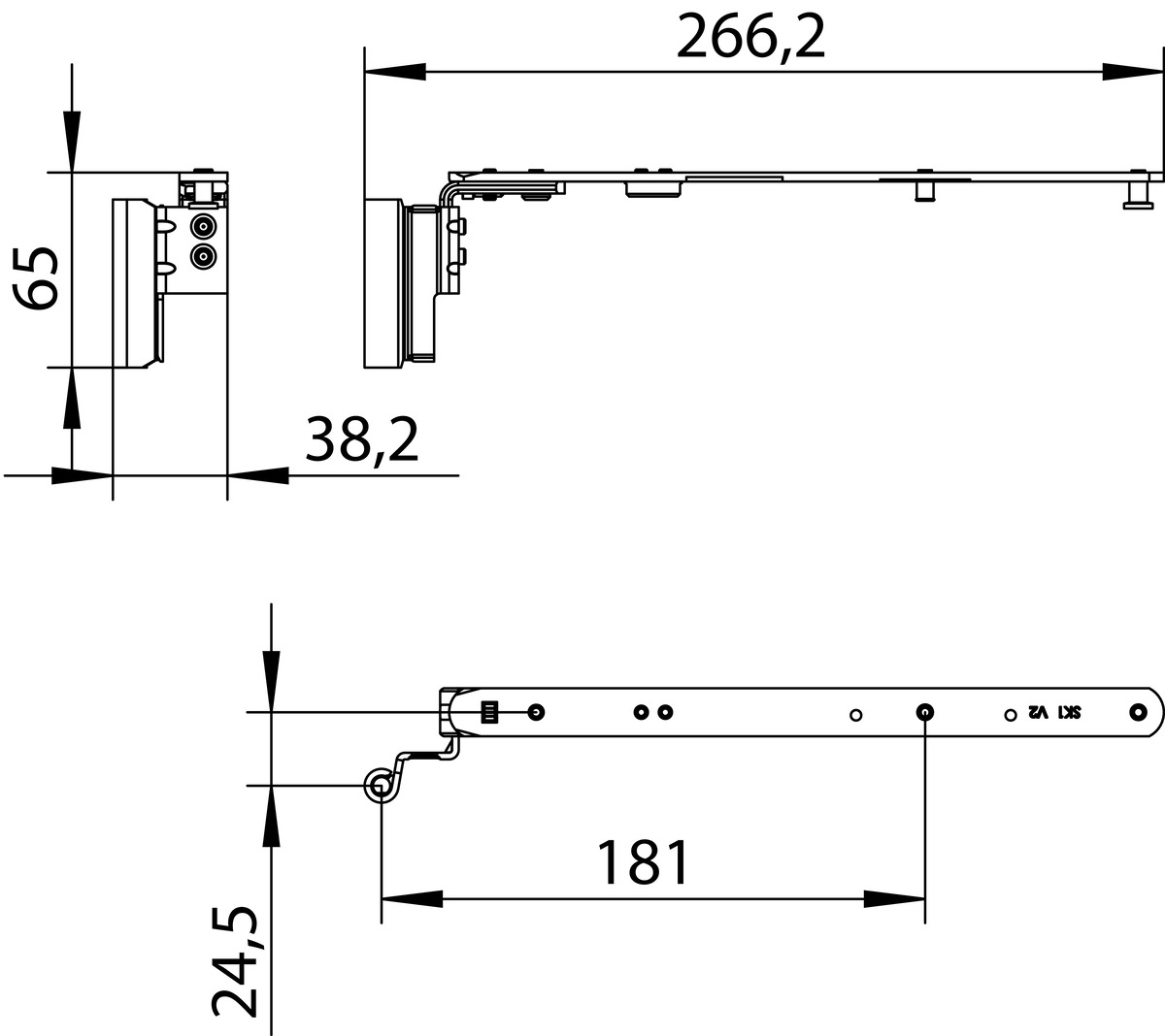 Forbice ACTIVPILOT anta ribalta parte braccio articolazione con bandella - gruppo / dimensioni 12 - interasse 20 - hbb/lbb 13 - battuta SX - mano 130/150