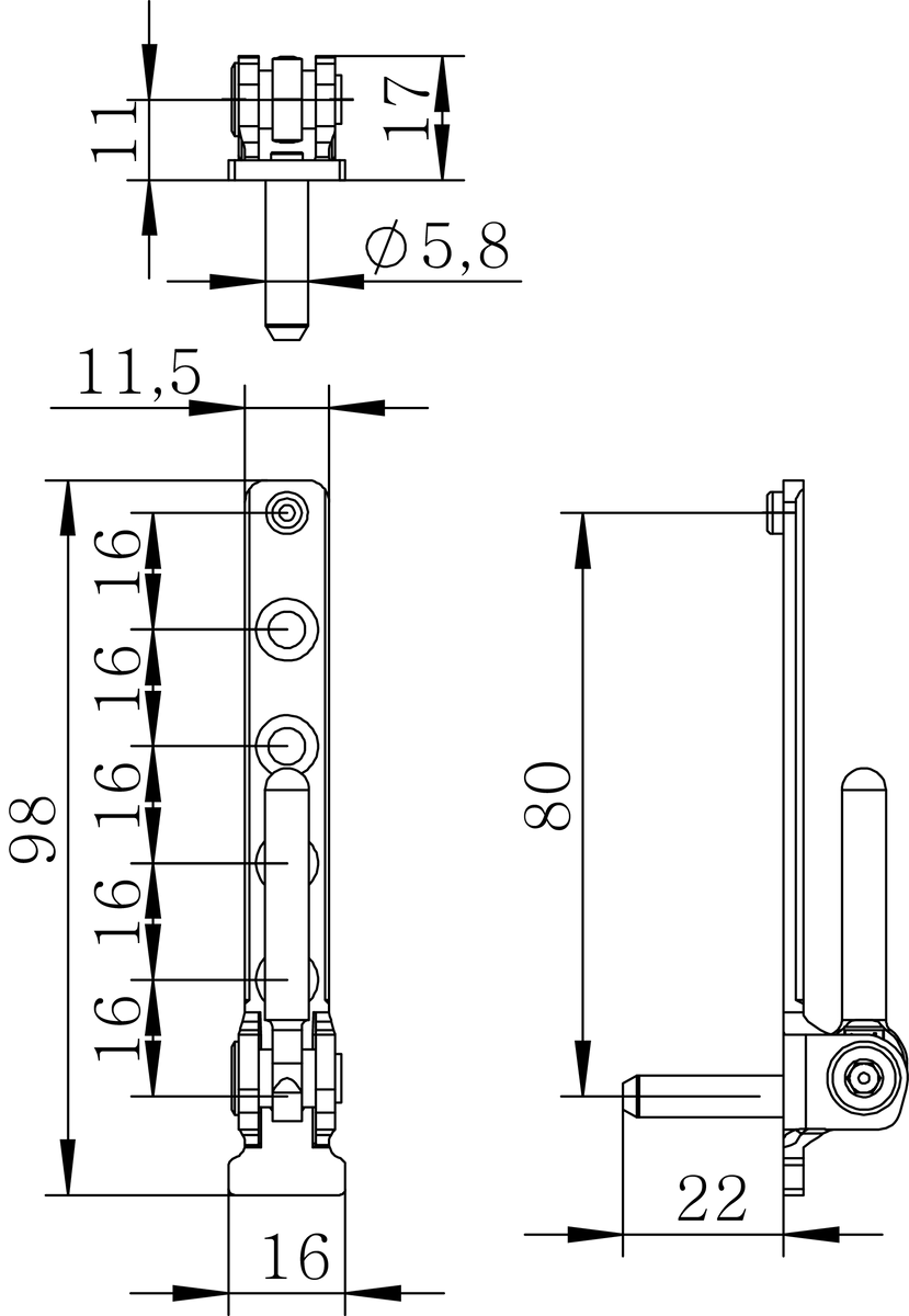Supporto ACTIVPILOT per serramenti in pvc cerniera parte telaio - interasse 9 - 13 - portata (kg) 130/150