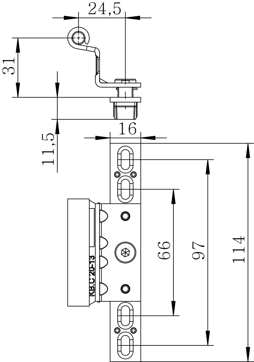 Cerniera ACTIVPILOT anta a bandiera centrale corpo su anta - aria 12 - battuta 20 - interasse 13 - mano DX - SX - portata (kg) 130/150