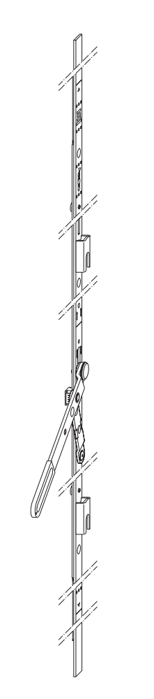 Catenaccio ACTIVPILOT asta a leva per serramenti in pvc per seconda anta - col. ARGENTO - lunghezza 1075-1320